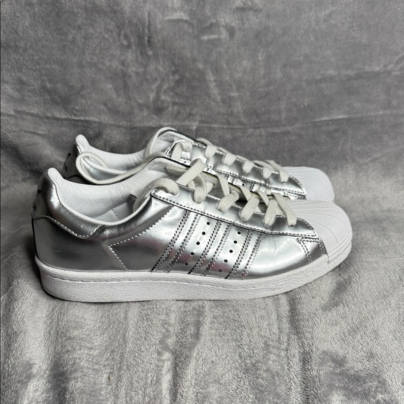 Adidas Metallic Silver and White Sneakers - Picture 1 of 6